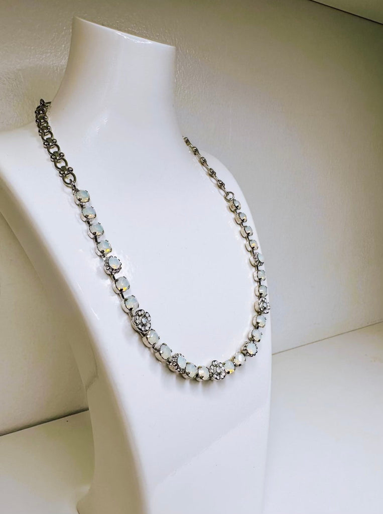 Mariana Jewelry Mariana Petite Flower Cluster Necklace-- White Opal Rhodium