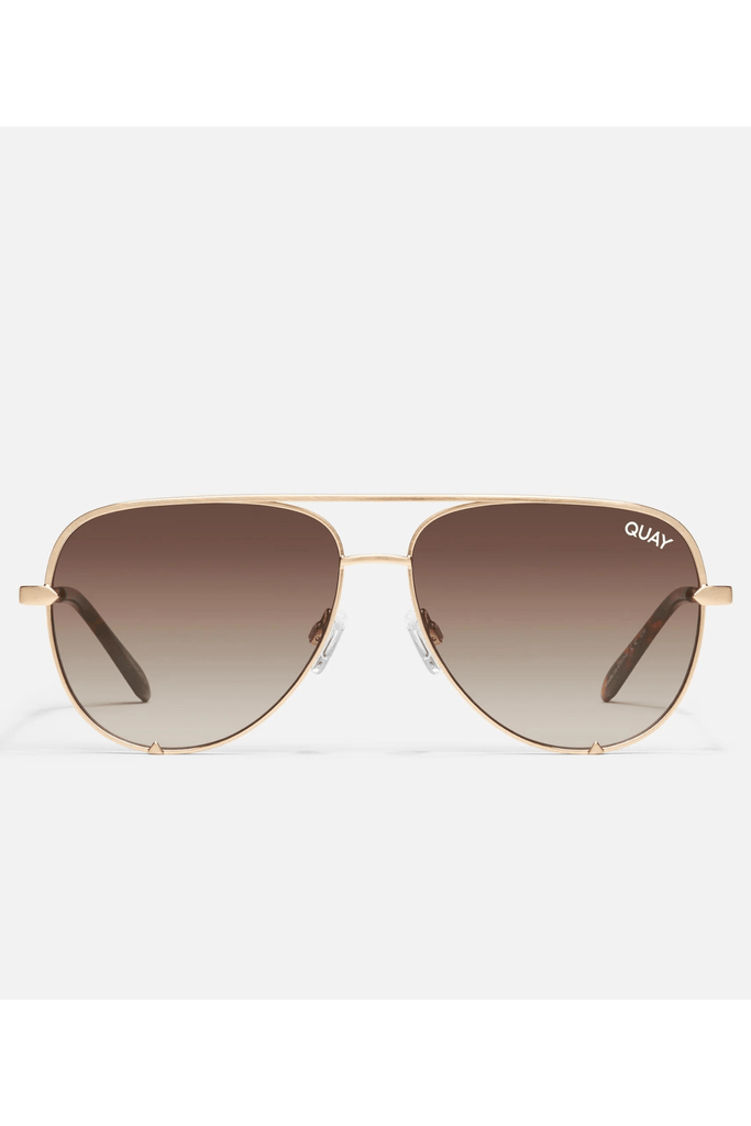 Quay Sunglasses Quay High Key Mini Sunglasses-- Gold/Brown Fade