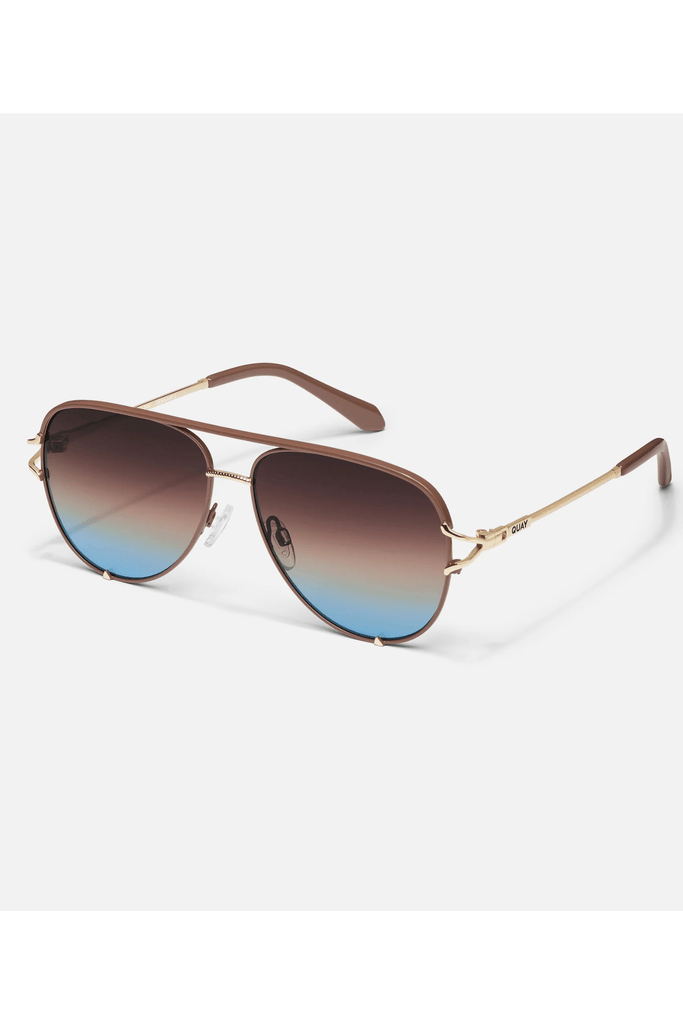 Quay Sunglasses Quay High Key Twist Sunglasses-- Brown Blue Lens