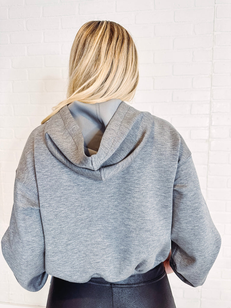 Spanx Sweatshirt Spanx Air Essentials Cropped Hoodie-- Heather Grey