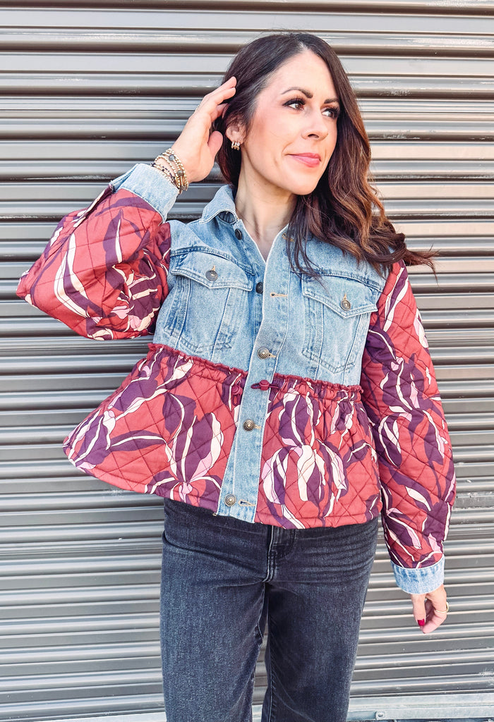 Steve Madden Jacket Steve Madden Caddie Quilted Denim Jacket