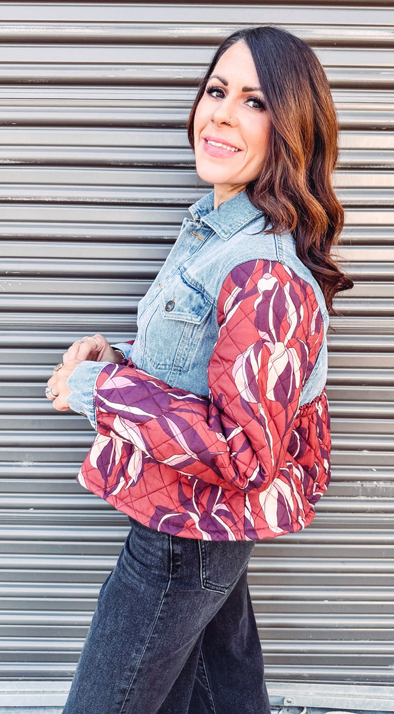 Steve Madden Jacket Steve Madden Caddie Quilted Denim Jacket