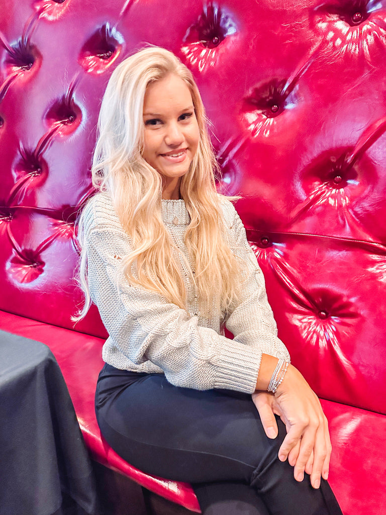 Steve Madden Sweater Steve Madden Debbi Cable Knit Sweater--Antique