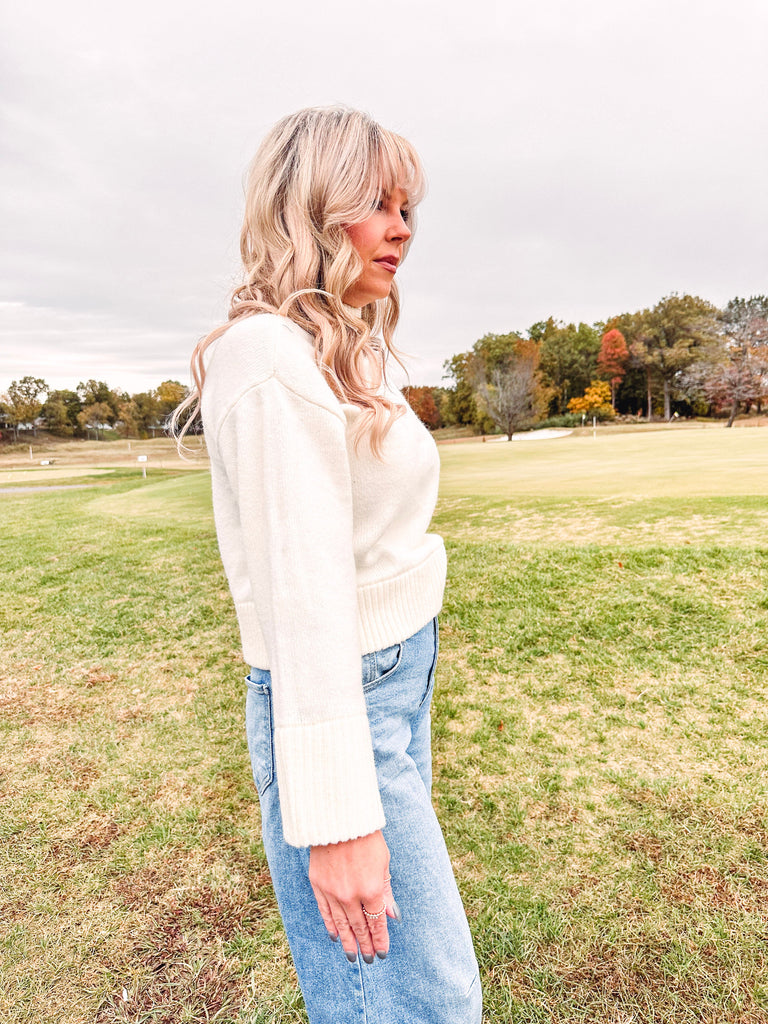 Steve Madden Sweater Steve Madden Ivi Mock Neck Sweater-- Cream