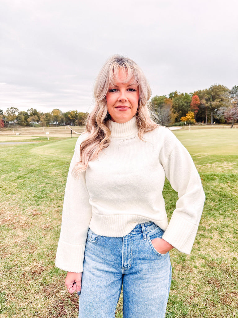 Steve Madden Sweater Steve Madden Ivi Mock Neck Sweater-- Cream