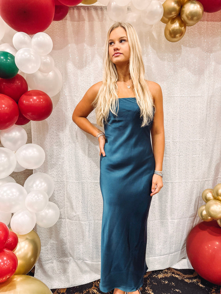 Steve Madden Dress Steve Madden Jessamine Strapless Dress-- Midnight Teal