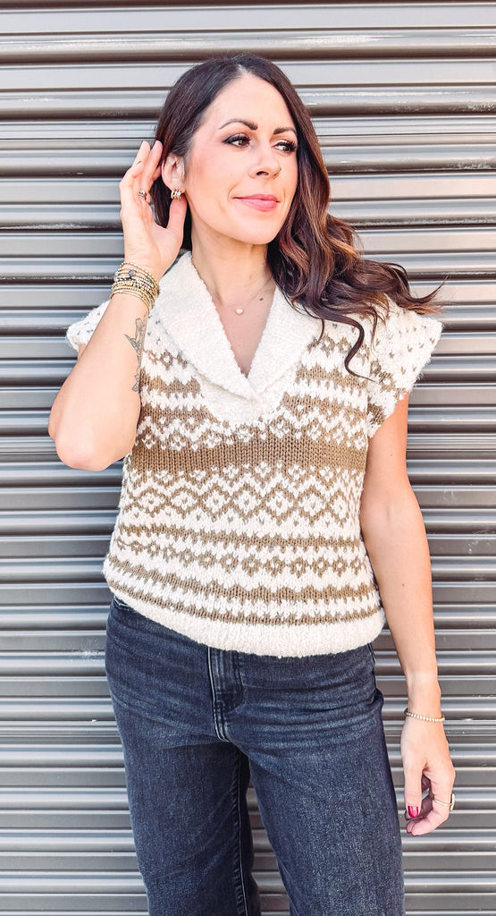 Steve Madden Vest Steve Madden Paulie V-Neck Short Sleeve Sweater Vest