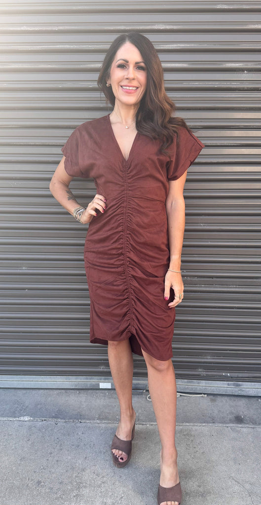 Steve Madden Dress Steve Madden Women's Aimee V-Neck Shirred-Front Dress