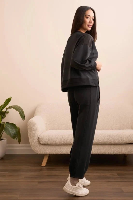 Tribal Pants Tribal Butter Soft Sand Wash High Waisted Joggers--Black