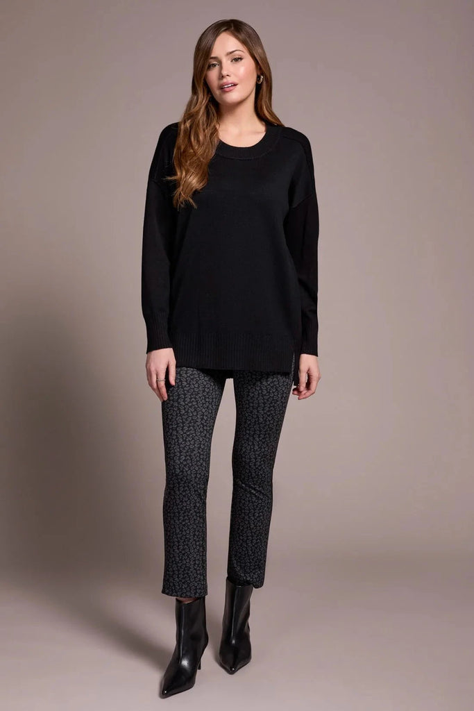 Tribal Sweater Tribal Drop Shoulder Crew Neck Tunic Sweater