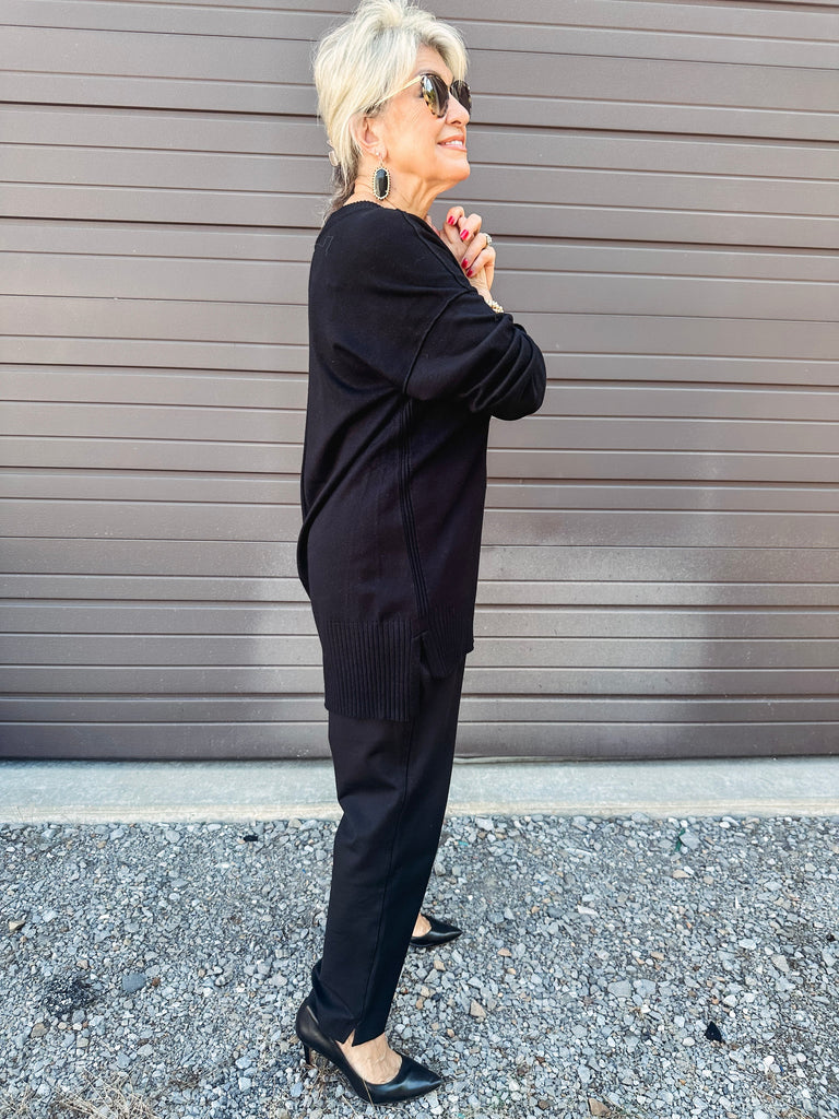 Tribal Sweater Tribal Drop Shoulder Crew Neck Tunic Sweater