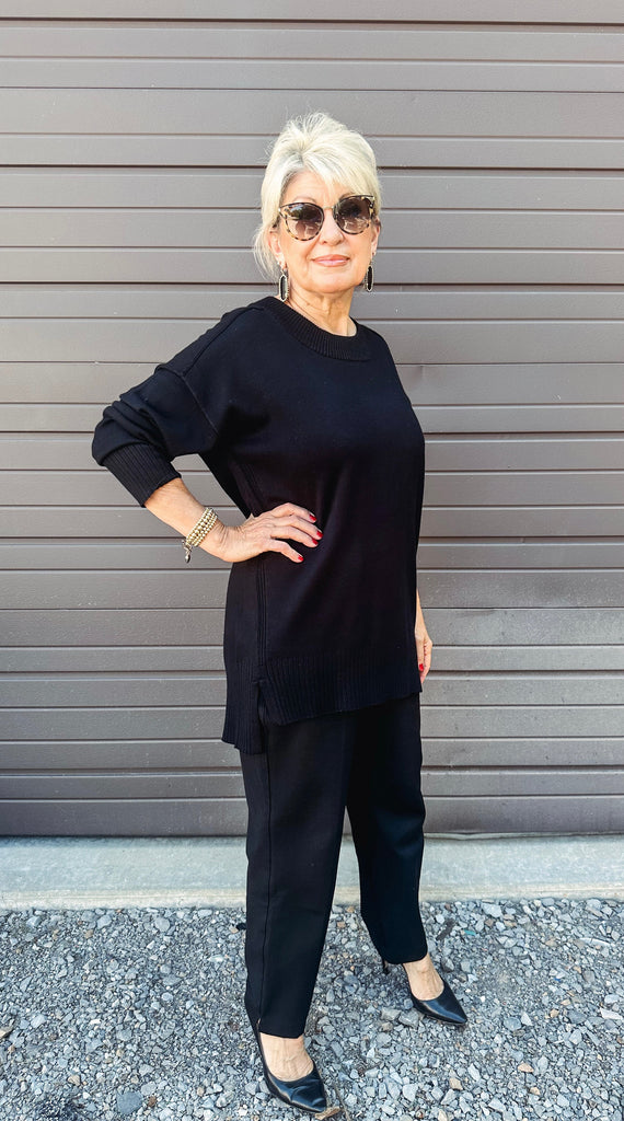 Tribal Sweater Tribal Drop Shoulder Crew Neck Tunic Sweater