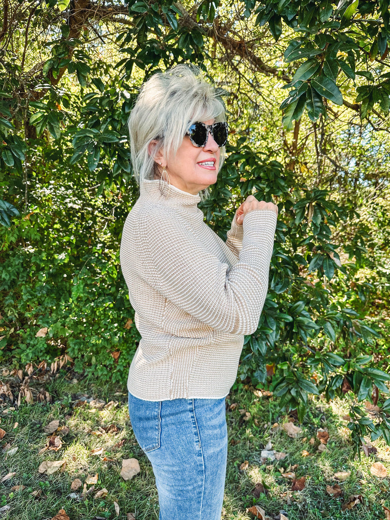 Tribal Sweater Tribal Knit Funnel Neck Sweater