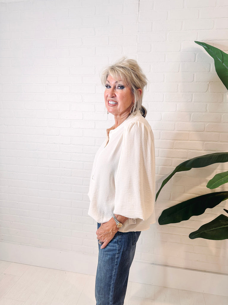 Tribal Shirts & Tops Tribal Long Sleeve Mandarin Collar Breezy Blouse