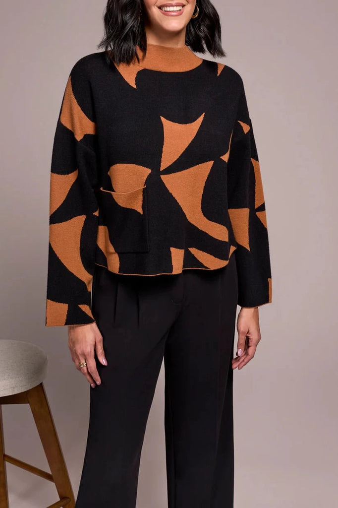 Tribal Sweater Tribal Mock Neck Sweater w/Pocket