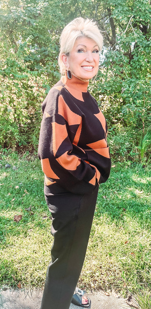 Tribal Sweater Tribal Mock Neck Sweater w/Pocket