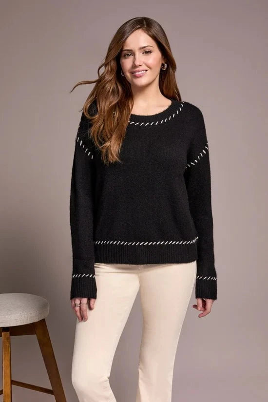 Tribal Sweater Tribal Saddle Stitch Crew Neck Sweater