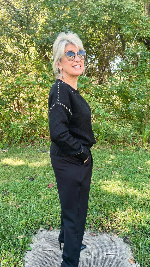 Tribal Sweater Tribal Saddle Stitch Crew Neck Sweater