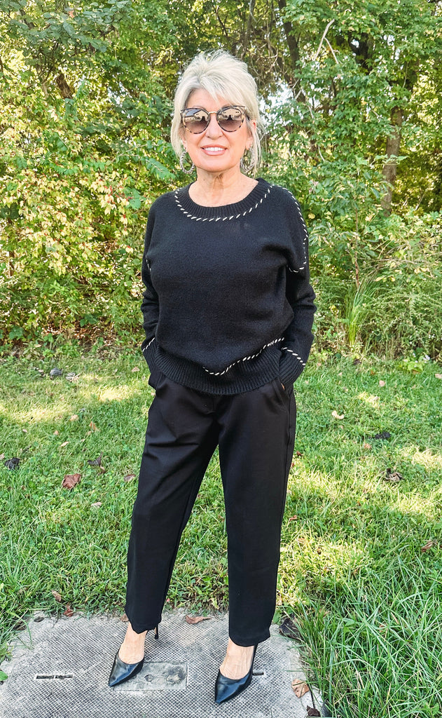 Tribal Sweater Tribal Saddle Stitch Crew Neck Sweater