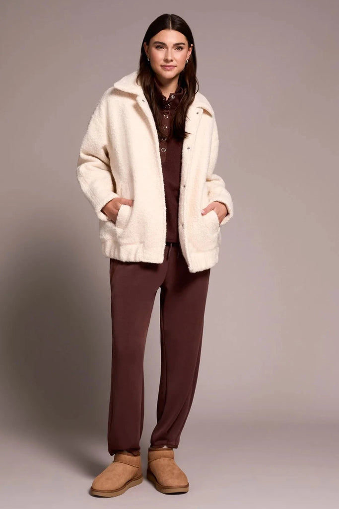 Tribal Jacket Tribal Soft Boucle Bomber Jacket With Hidden Snaps