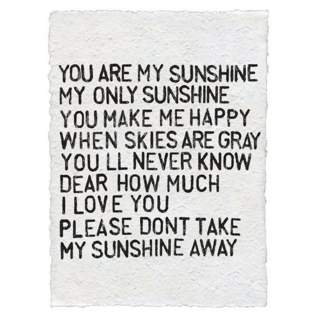 Eccentrics Boutique Gifts Handmade Paper Prints You are my Sunshine