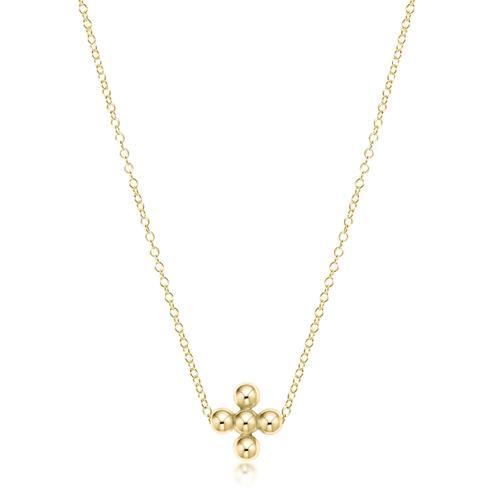 enewton Jewelry Enewton 16" Necklace Gold-Classic Beaded Signature Cross Gold- 3mm Beads 16" / Gold