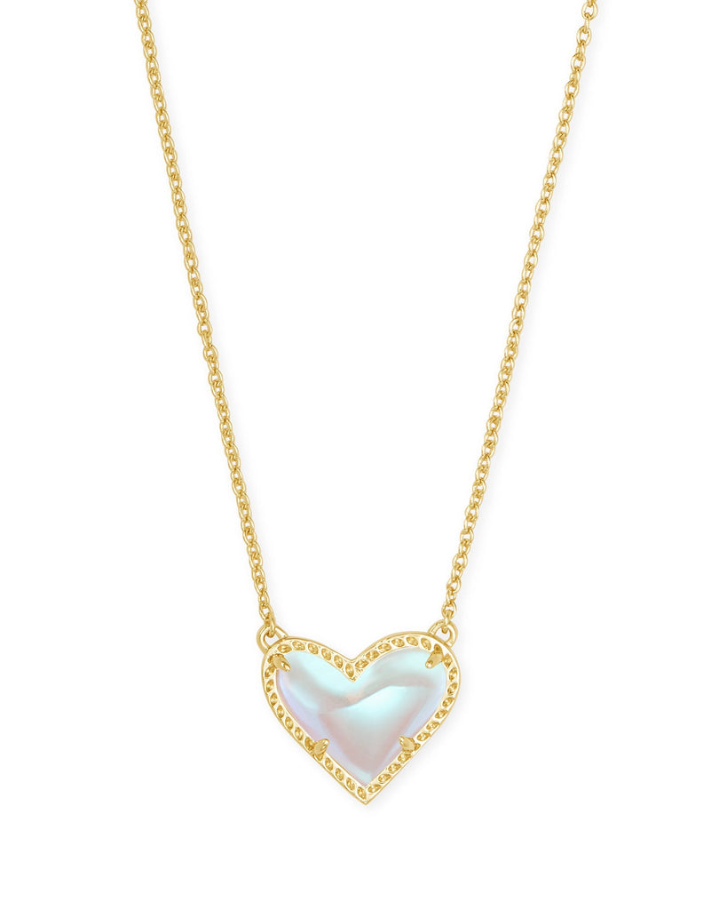 Kendra Scott Jewelry Kendra Scott Ari Heart Short Pendant Necklace Gold Dichroic Glass