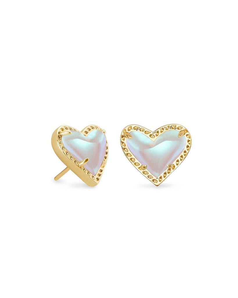 Kendra Scott Jewelry Kendra Scott Ari Heart Stud Earrings Gold Dichroic Glass
