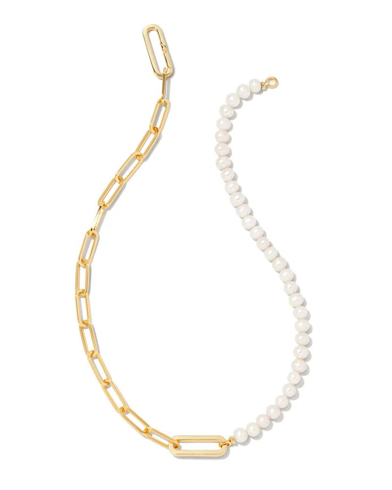 Kendra Scott Jewelry Kendra Scott Ashton Half Chain Necklace-- Gold White Pearl Gold White Pearl