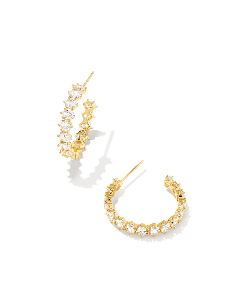 Kendra Scott Jewelry Kendra Scott Cailin Crystal Hoop Earrings- Gold Gold White CZ