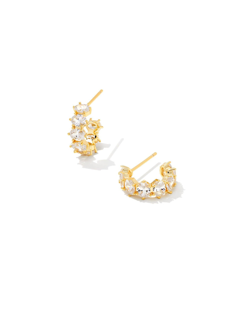 Kendra Scott Jewelry Kendra Scott Cailin Crystal Huggie Earrings-- Gold Gold White CZ