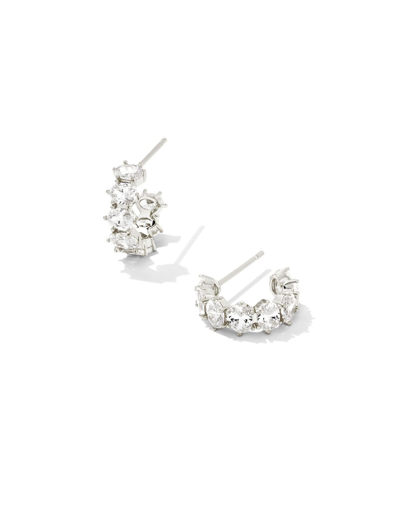 Kendra Scott Jewelry Kendra Scott Cailin Crystal Huggie Earrings-- Rhodium Rhodium White CZ