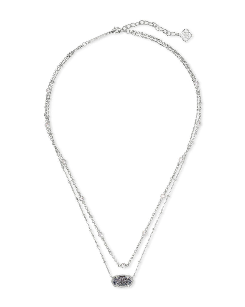 Kendra Scott Jewelry Kendra Scott Elisa Crystal Multi Strand Necklace Rhodium Platinum Drusy