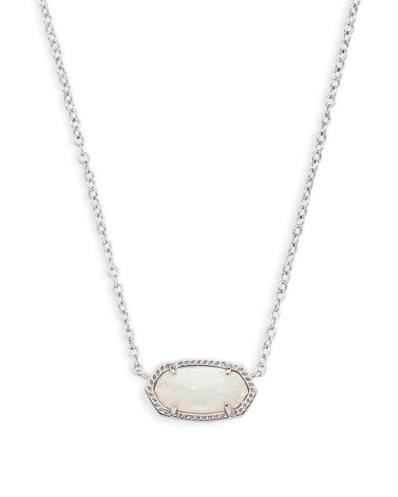 Kendra Scott Jewelry Kendra Scott Elisa Pendant Necklace Rhodium White Opal