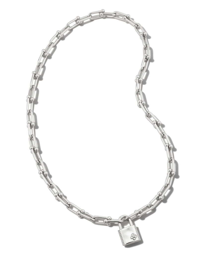 Kendra Scott Jewelry Kendra Scott Jess Small Lock and Chain Necklace Rhodium Metal