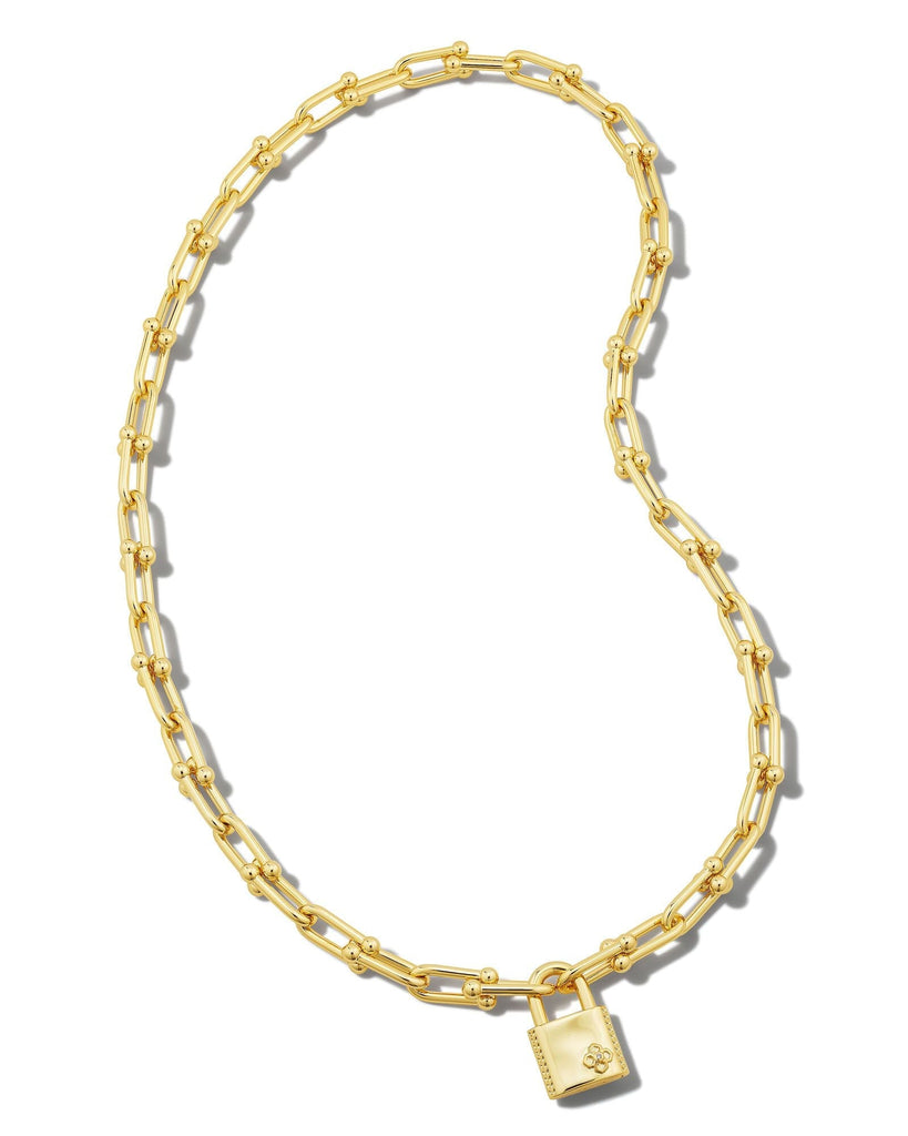 Kendra Scott Jewelry Kendra Scott Jess Small Lock and Chain Necklace Gold Metal