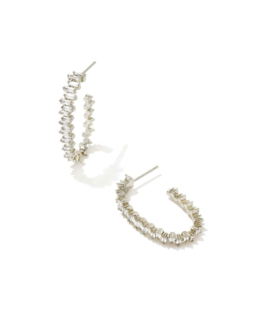 Kendra Scott Jewelry Kendra Scott Juliette Oval Hoop Earrings Rhodium White Crystal