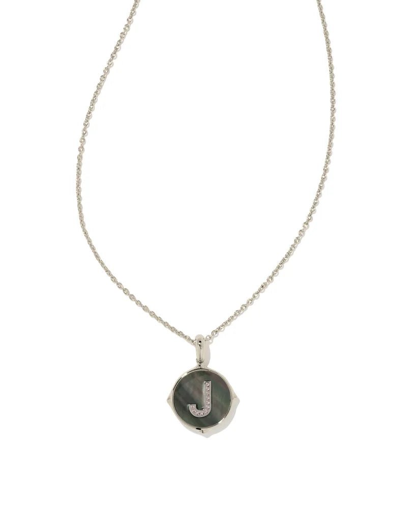 Kendra Scott Jewelry Kendra Scott Letter Disk Reversible Pendant Necklace Rhodium / J
