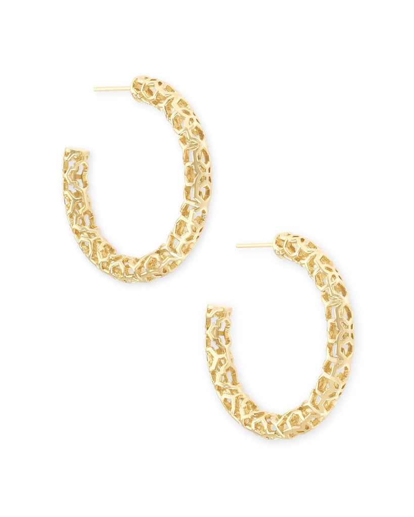 Kendra Scott Jewelry Kendra Scott Maggie 1.5' Hoop Earring Gold Filigree Metal