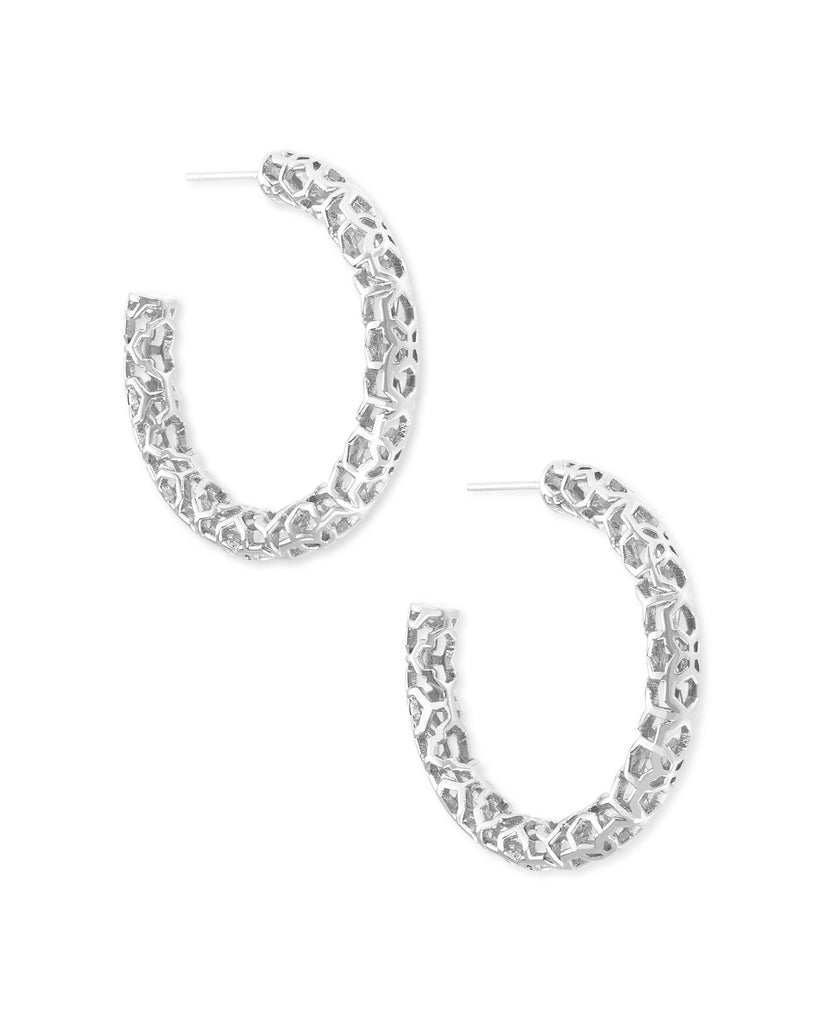 Kendra Scott Jewelry Kendra Scott Maggie 1.5' Hoop Earring Rhodium Filigree Metal