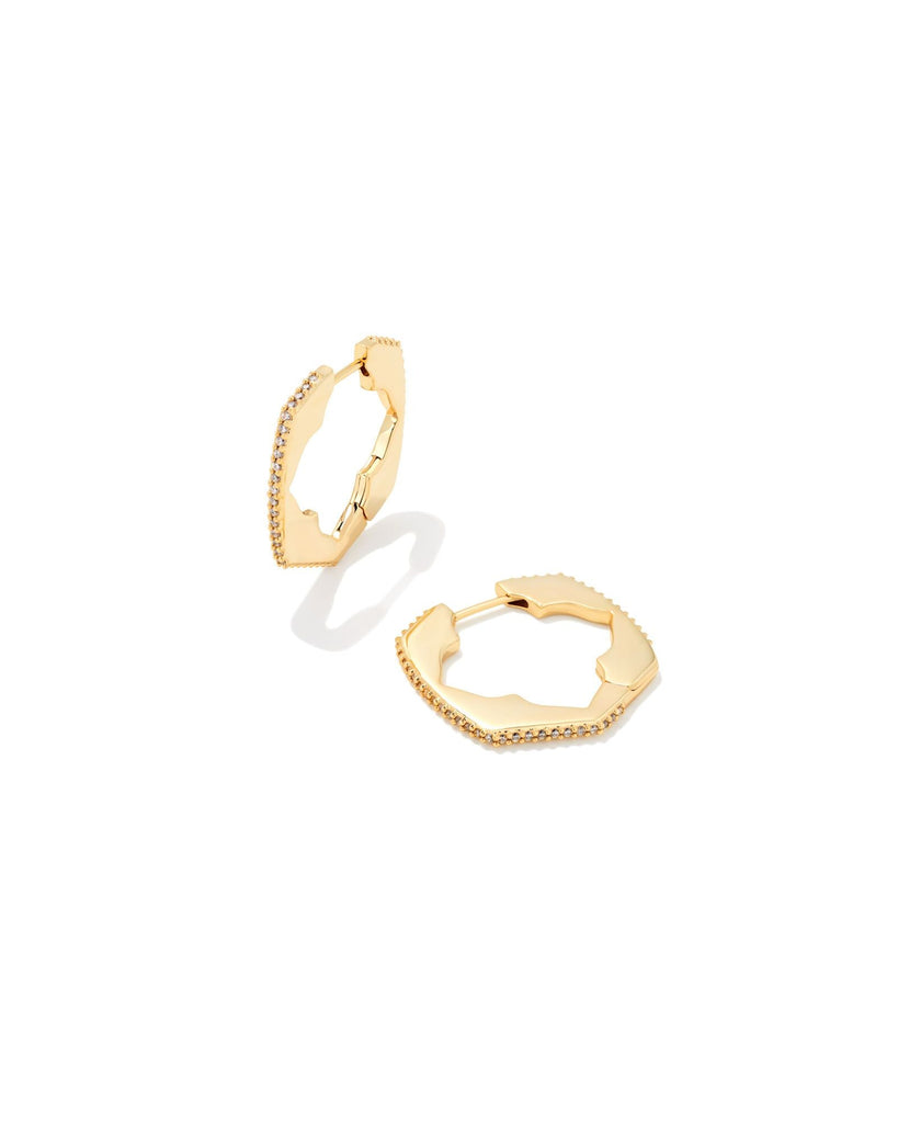 Kendra Scott Jewelry Kendra Scott Mallory Huggie Earrings Gold White Crystal