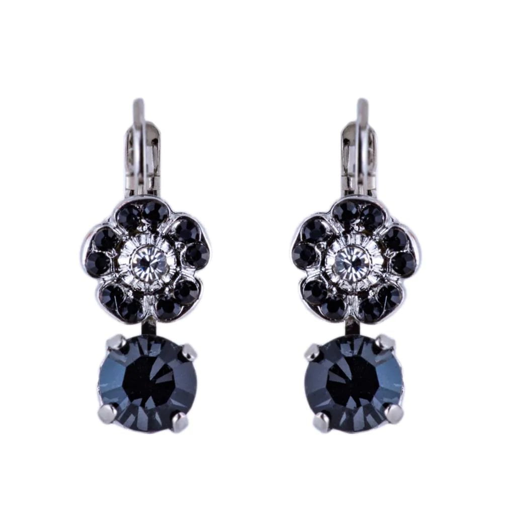 Mariana Jewelry Mariana Cosmos Round Dangle Leverback Earrings-- Black Orchid Black Orchid/Rhodium