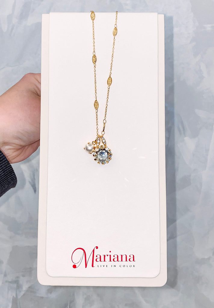 Mariana Jewelry Mariana Extra Luxurious Double Stone Pendant-- Pearl/Clear Crystal