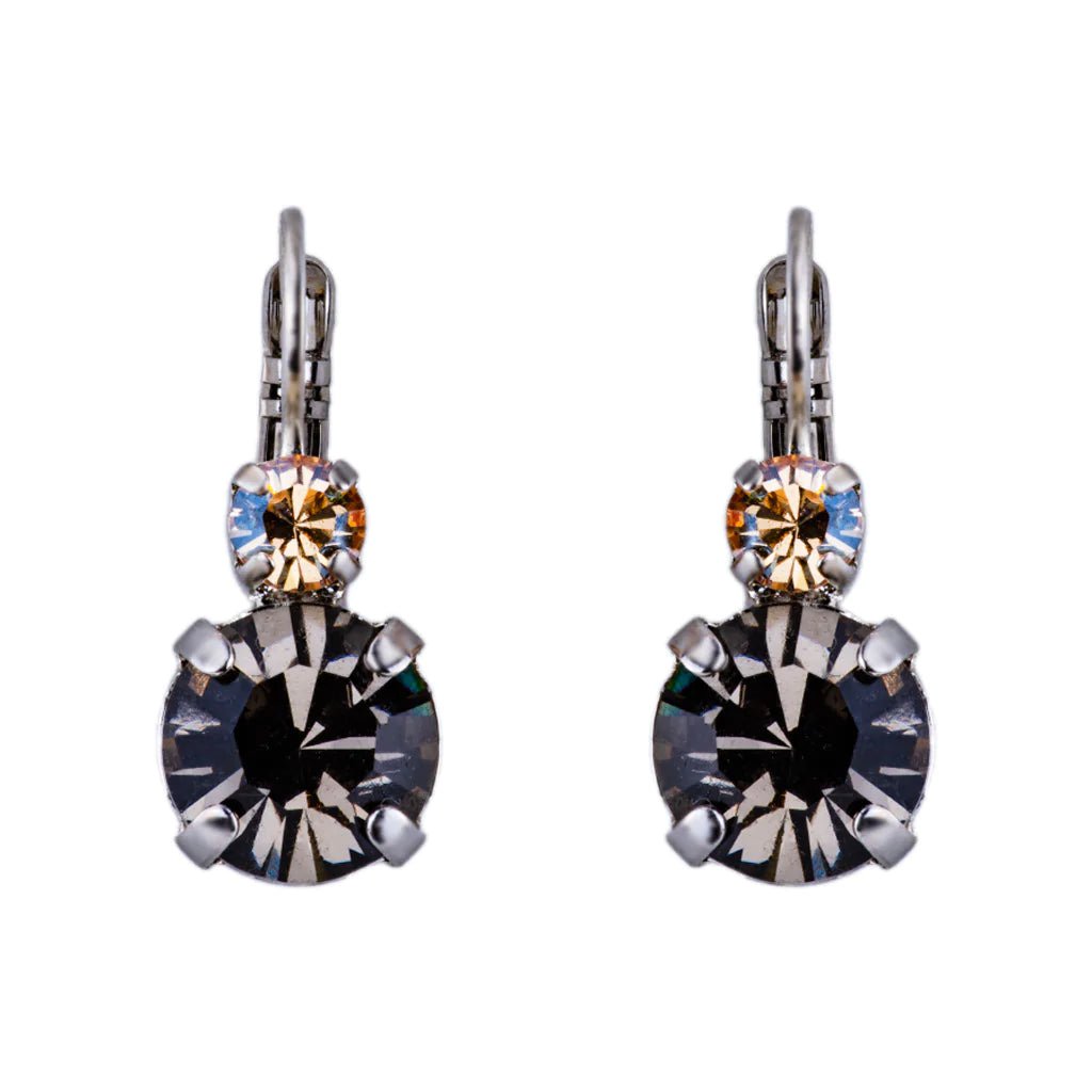 Mariana Jewelry Mariana  Lovable Double Stone Leverback Earrings-- Black Orchid Black Orchid/Rhodium