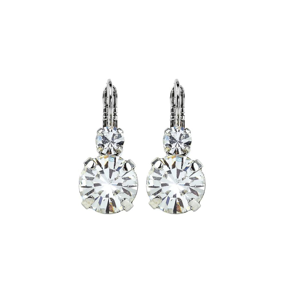 Mariana Jewelry Mariana Lovable Double Stone Leverback Earrings-- Clear Clear/Rhodium
