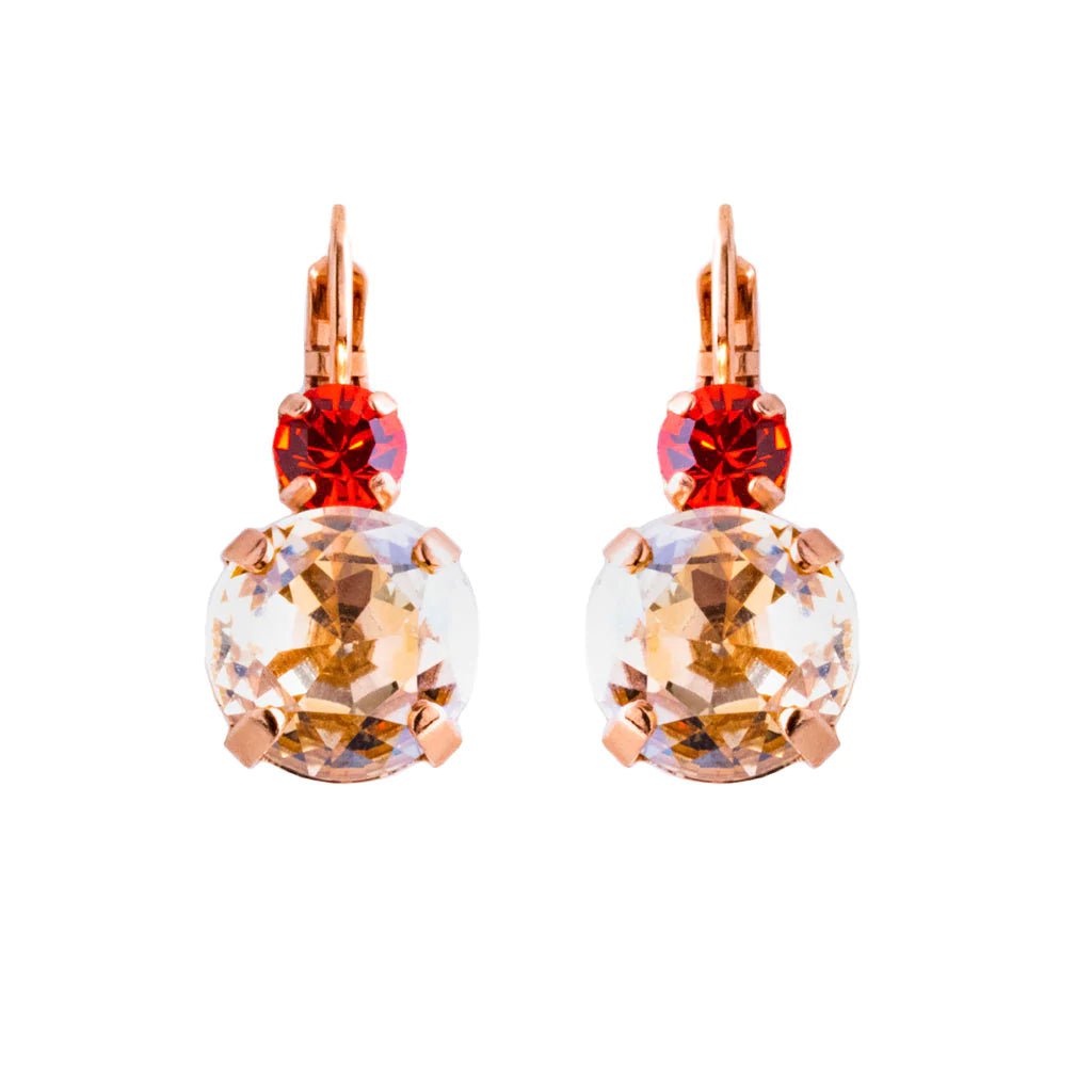 Mariana Jewelry Mariana Lovable Double Stone Leverback Earrings--Magic Magic/Rose Gold